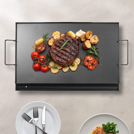 Carbon Steel Griddle, 24x16 Inch Flat Top Plate With Handle