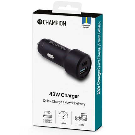 Autoladegerät 43 W 2-Port QC/PD Schwarz
