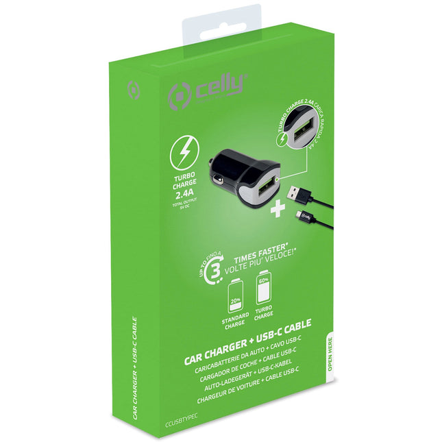 Nabíječka do auta + kabel USB-C 2.4A 12W