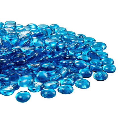 Caribbean Blue Fire Pit Glass Beads, 20 lb, 3/4 in
