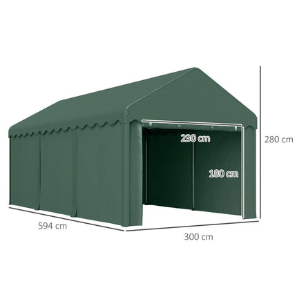 Car shelter 3x6m - UV resistant, waterproof, with doors