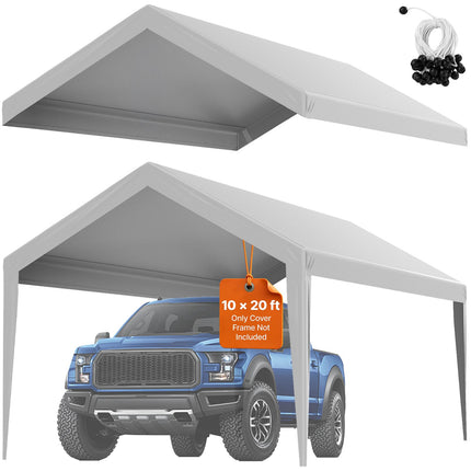 Carport Replacement Canopy Cover 10x20 Ft, Waterproof UV, Gray