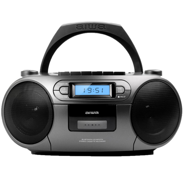 Radiomagnetofon CD/FM rádio/kazeta/USB/BT tmavě šedá