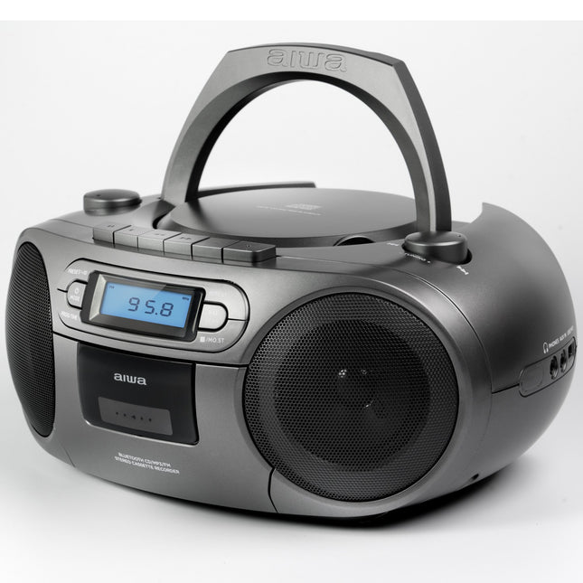 Radiomagnetofon CD/FM rádio/kazeta/USB/BT tmavě šedá