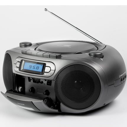 Radiomagnetofon CD/FM rádio/kazeta/USB/BT tmavě šedá