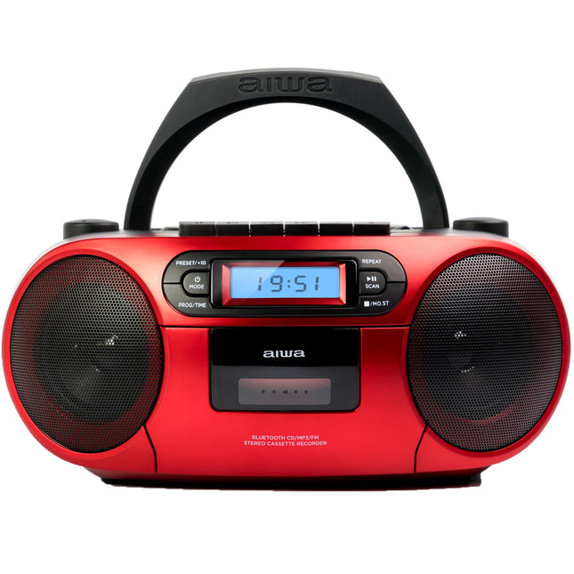 Radiomagnetofon CD/FM rádio/kazeta/USB/BT červená