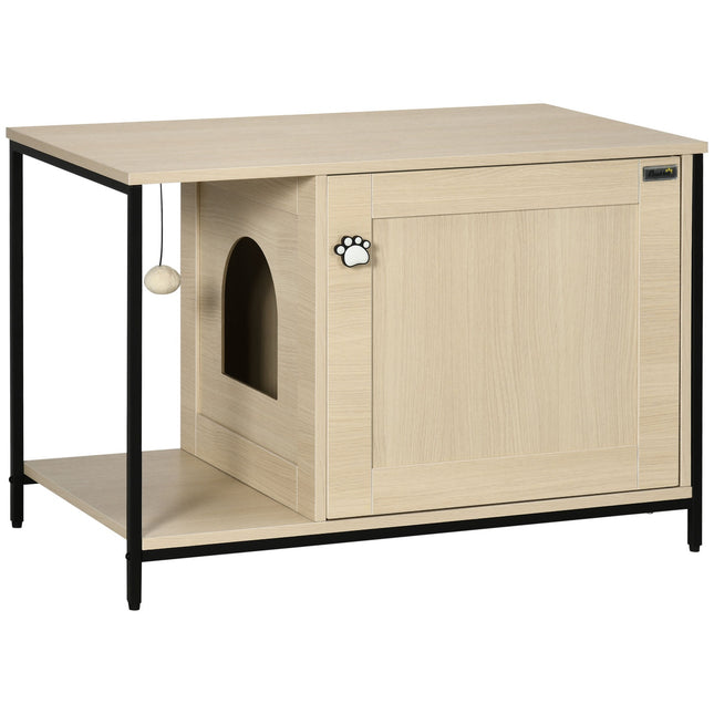 Cat cabinet litter box, oak, magnetic door, play ball, 86x48x52 cm