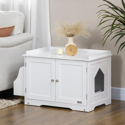 White cat litter box with adjustable divider 86cm