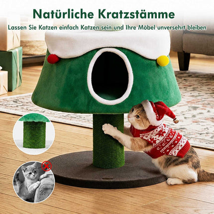 Cat Christmas Tree Tower with Condos and Toys, 61.5"