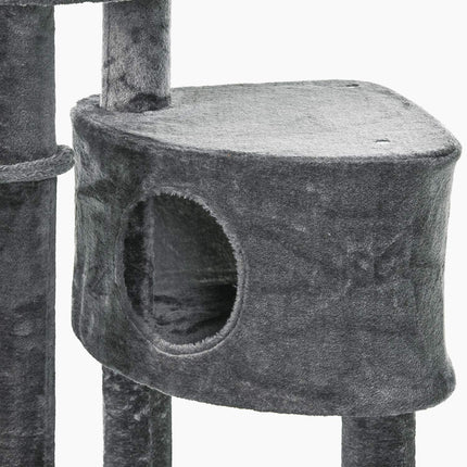 Kočičí lezecká konstrukce, sisalový sloup až ke stropu, tmavě šedá
