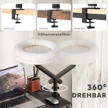 Kočičí pelíšek ke stolu, otočný o 360°, nastavitelná výška, krémová