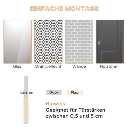 Pet door with 4-way lock, magnet, 30x29x10cm for doors
