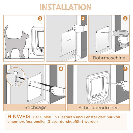 Pet door with 4-way lock, magnet, 30x29x10cm for doors