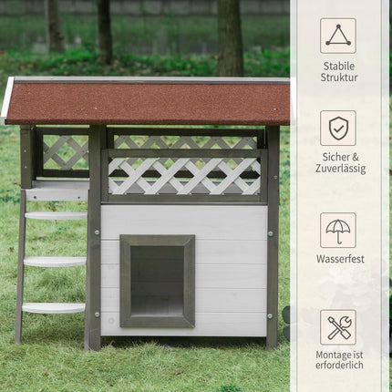 Domek pro kočky – smrkové dřevo, zateplený, do interiéru i exteriéru