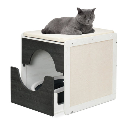 Cat Litter Box Cabinet with Cushion and Scratch Mats