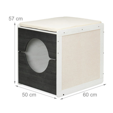 Cat Litter Box Cabinet with Cushion and Scratch Mats
