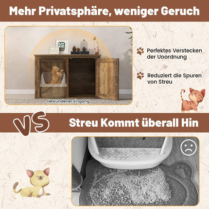 Skříňka na kočičí toaletu s dvoukřídlými dvířky, dekor dub