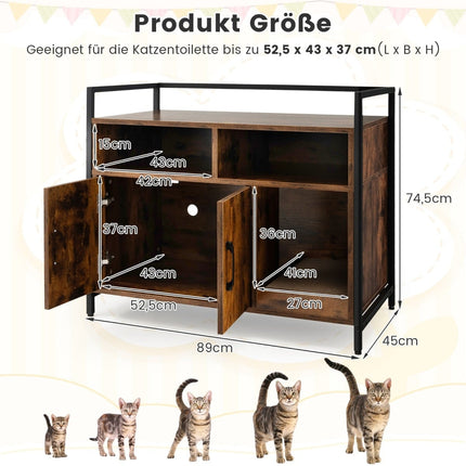 Cat Litter Box Cabinet with Double Doors & Scratch Pad