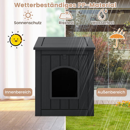Cat Litter Box Cabinet with Flip Door, Weatherproof PP