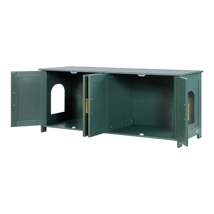 Cat Litter Box Enclosure Cabinet, 120 cm, 4 Rattan Doors