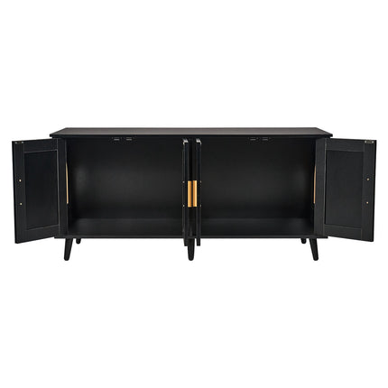 Cat Litter Box Enclosure Cabinet for 2 Cats, Rattan Doors