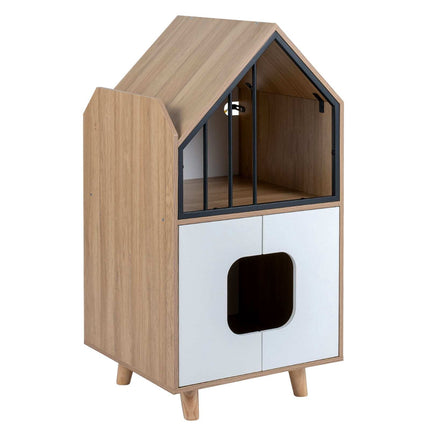 Cat Litter Box Enclosure with Shelf and Double Doors