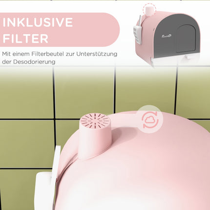 Kočičí toaleta s výsuvnou vaničkou a podložkou, nosnost 5 kg, růžová