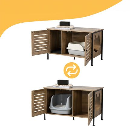 Cat Litter Cabinet with Cat-Head Entrance, Wood-Effect