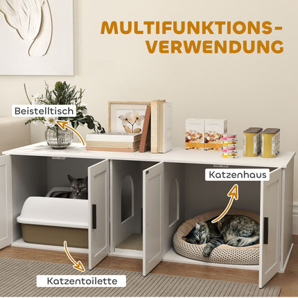 Cat Litter Cabinet with Door, White, 145 x 49 x 51 cm