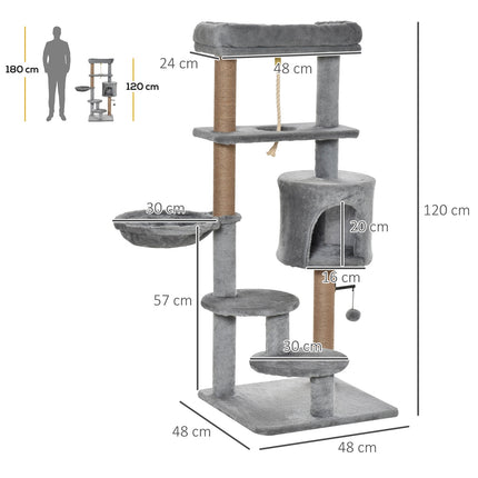Škrabadlo pro kočky s domečkem a košíkem, nosnost do 5 kg