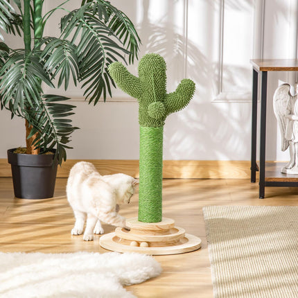 Kočičí škrabadlo v designu kaktusu, sisal a borovice, 60cm