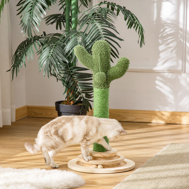 Kočičí škrabadlo v designu kaktusu, sisal a borovice, 60cm