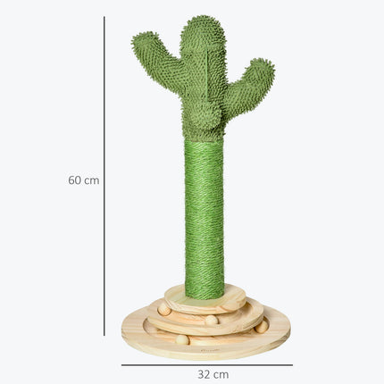 Kočičí škrabadlo v designu kaktusu, sisal a borovice, 60cm