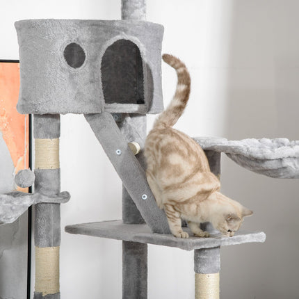 Cat tree with high ceiling with sisal, 60x45x240-260cm, gray