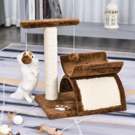 Cat scratching post with play ball, brown, 40x30x43 cm