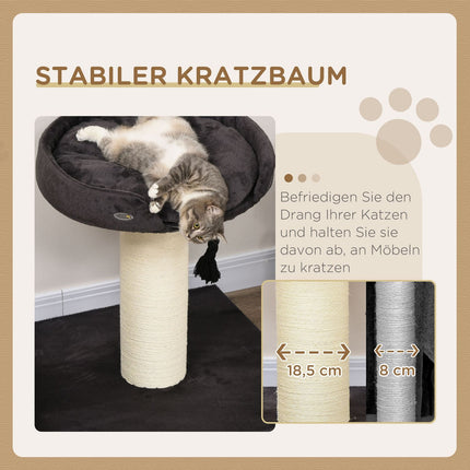 Škrabadlo pro kočky s pelíškem a sisalem, 78 cm, šedá