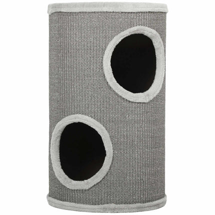 Cat Scratching Tower, 2 Levels, Sisal & Plush, Light Grey