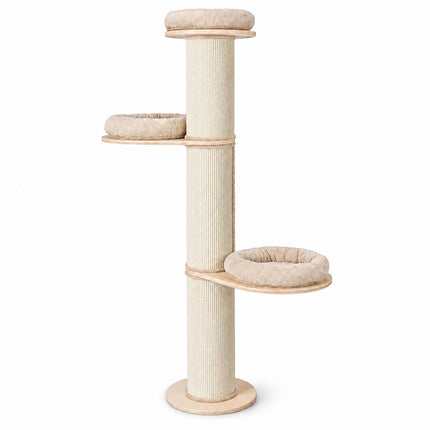 Cat Scratching Tree with 3 Cushioned Platforms, 187 cm – Beige, Sisal Post