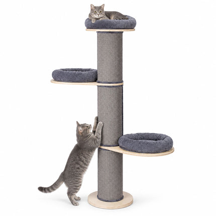 Cat Scratching Tree with 3 Cushioned Platforms, 187 cm – Grey, Sisal Post