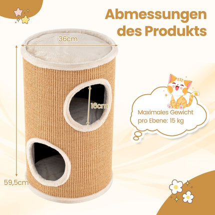 Katzenkratzbaum mit Sisal-Kratzbrett & 3 Verstecken