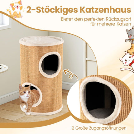 Katzenkratzbaum mit Sisal-Kratzbrett & 3 Verstecken