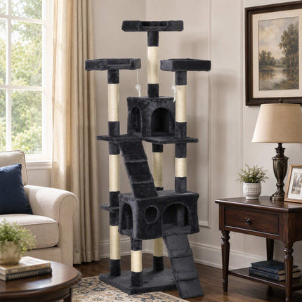 Cat Tree 173 cm with Sisal Posts and Plush, Dark Grey