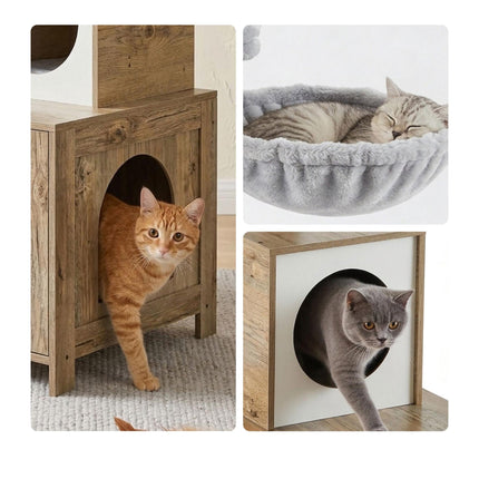 Cat Tree With Litter Cabinet, 150 cm, Sisal Posts