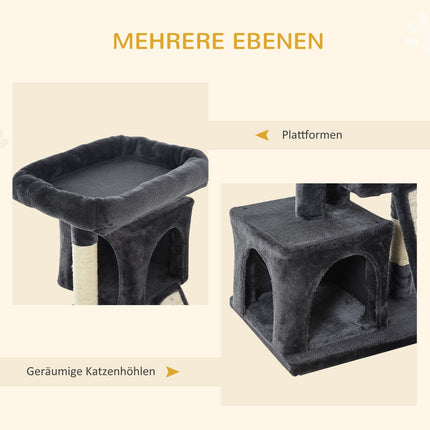 Cat tree with sisal posts, dark grey, 59 x 39 x 83 cm