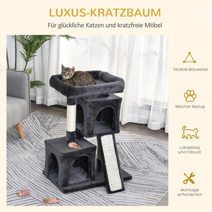 Cat tree with sisal posts, dark grey, 59 x 39 x 83 cm