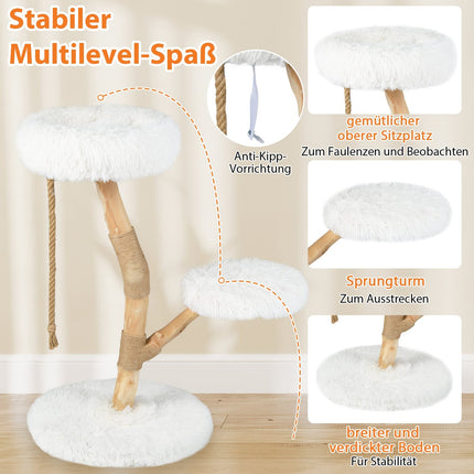 Katzenbaum mit 3 Plüsch-Plattformen, Jutesäulen, 90 cm