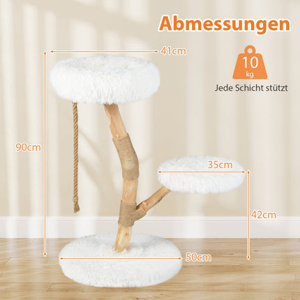 Katzenbaum mit 3 Plüsch-Plattformen, Jutesäulen, 90 cm