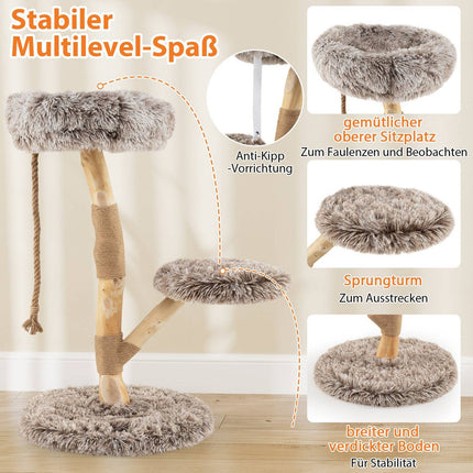 Katzenbaum mit 3 Plüschplattformen, Jutesäulen, 90 cm