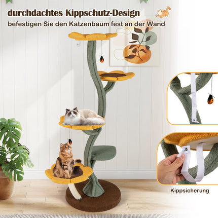 Cat Tree with 5 Flower & Leaf Platforms, 175 cm