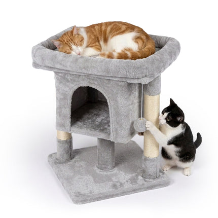 Katzenbaum mit Höhle & Plattform, Hellgrau, 60cm